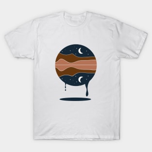 Minimal melting art with moon light and river T-Shirt